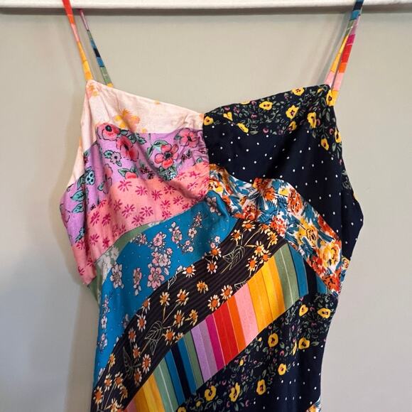 Free People Fiona Maxi Bodycon Dress Confetti Rainbow Striped Floral Boho S - Picture 6 of 11